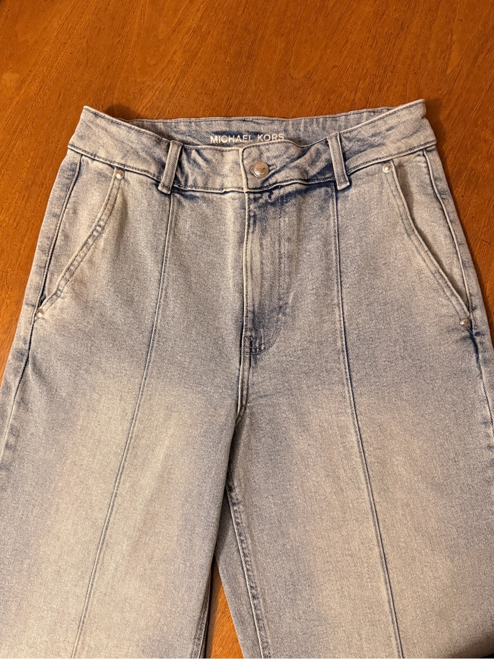 Michael Kors Light Wash Wide-Leg Jeans with Front Seams NWOT
